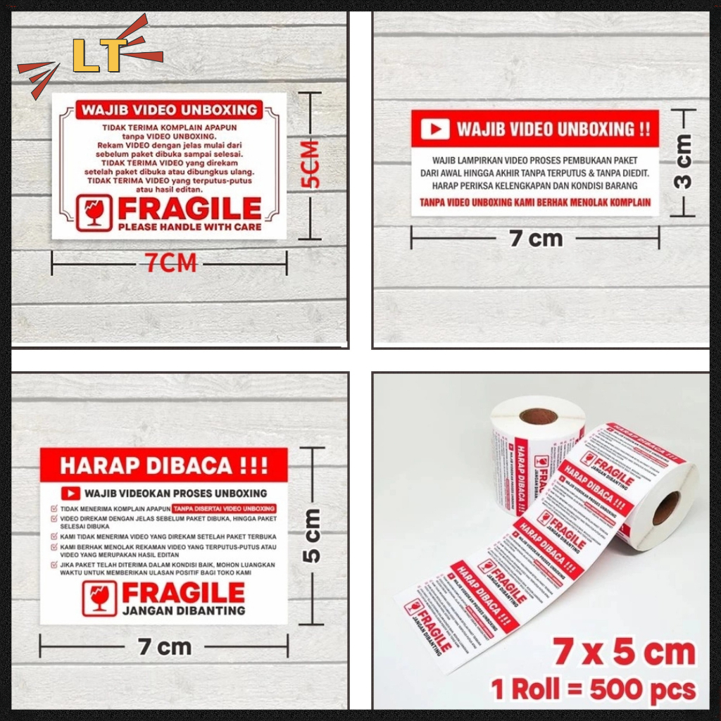 

Sticker Stiker Fragile Unboxing ±1000pcs dan ±500pcs Per Roll | Rusfet Harga Satuan termurah