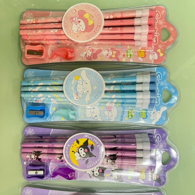 

Pensil set karakter lucu 1 set 12pcs + Rautan pensil HB 2B Pensil Kayu Karakter Alat Tulis Sekolah Anak