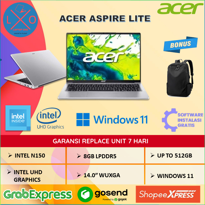 Laptop Acer Aspire Lite N150 8GB 512GB 14.0" WUXGA Windows 11 + OHS + M365B
