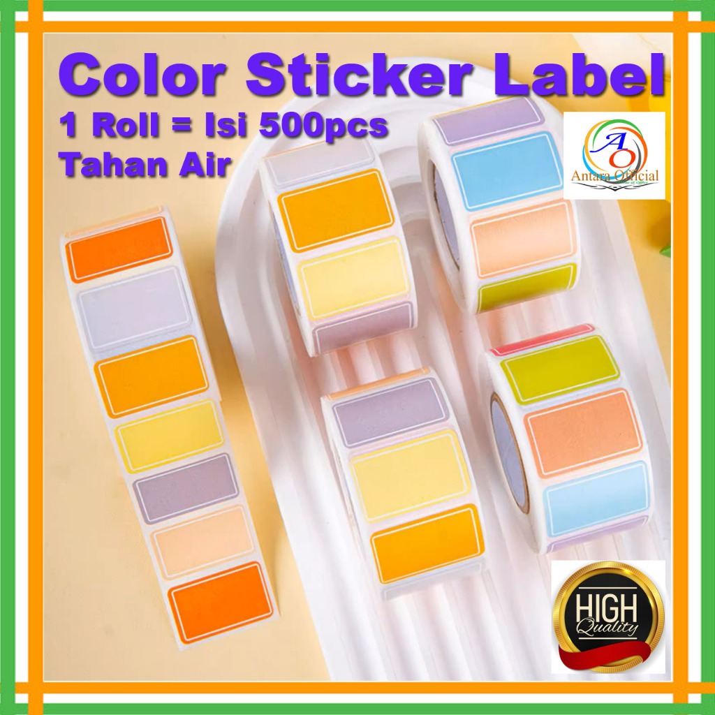 

500 Pcs roll Stiker Label Warna 1.5 x 2.5 cm Sticker Marker Indeks Notes Waterproof 15x25 mm Label Tag Label Nama Tahan Air