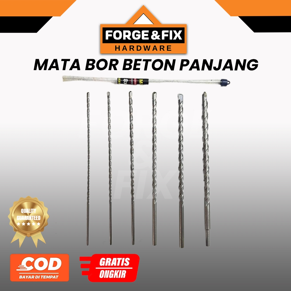 MOLLAR Mata Bor Beton Tembok Panjang 30 cm 5 6 8 10 12 14 MM