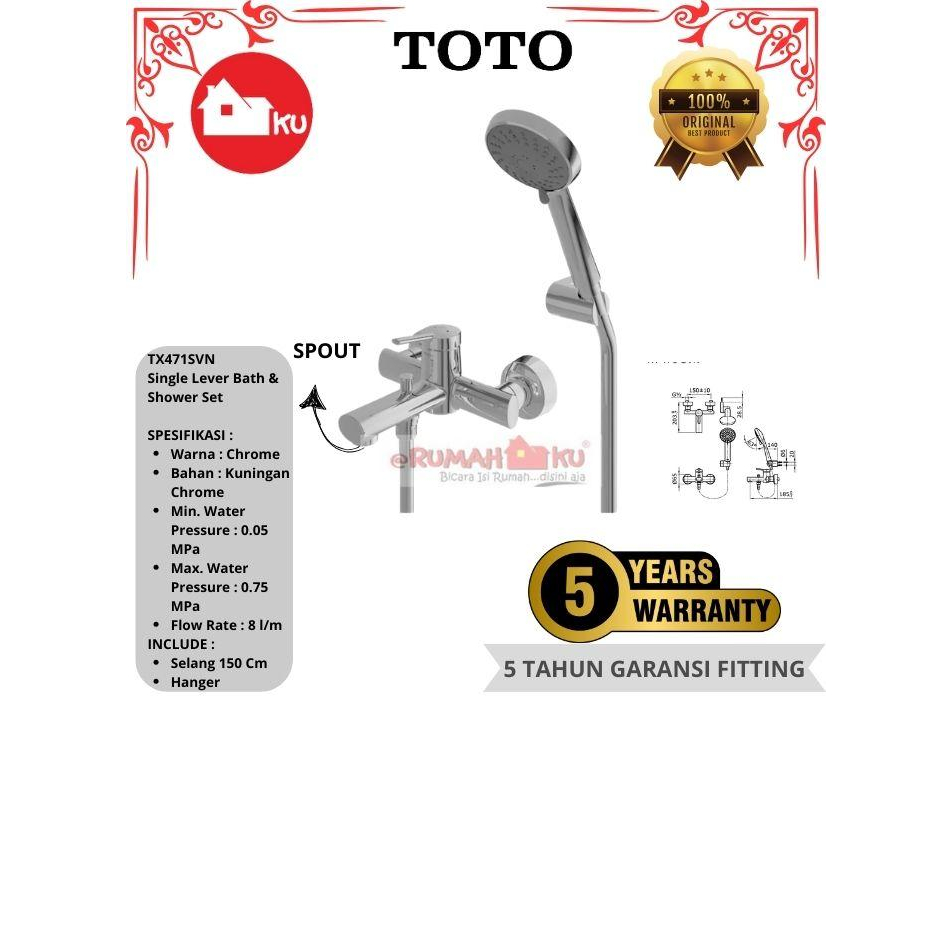 TOTO Shower Set Panas Dingin TOTO TX471SVN Singgle Lever Bath&Shower