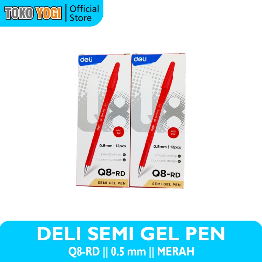 

DELI SEMI GEL PEN Q8-RD 0.5mm MERAH || 1 PACK (12pcs)
