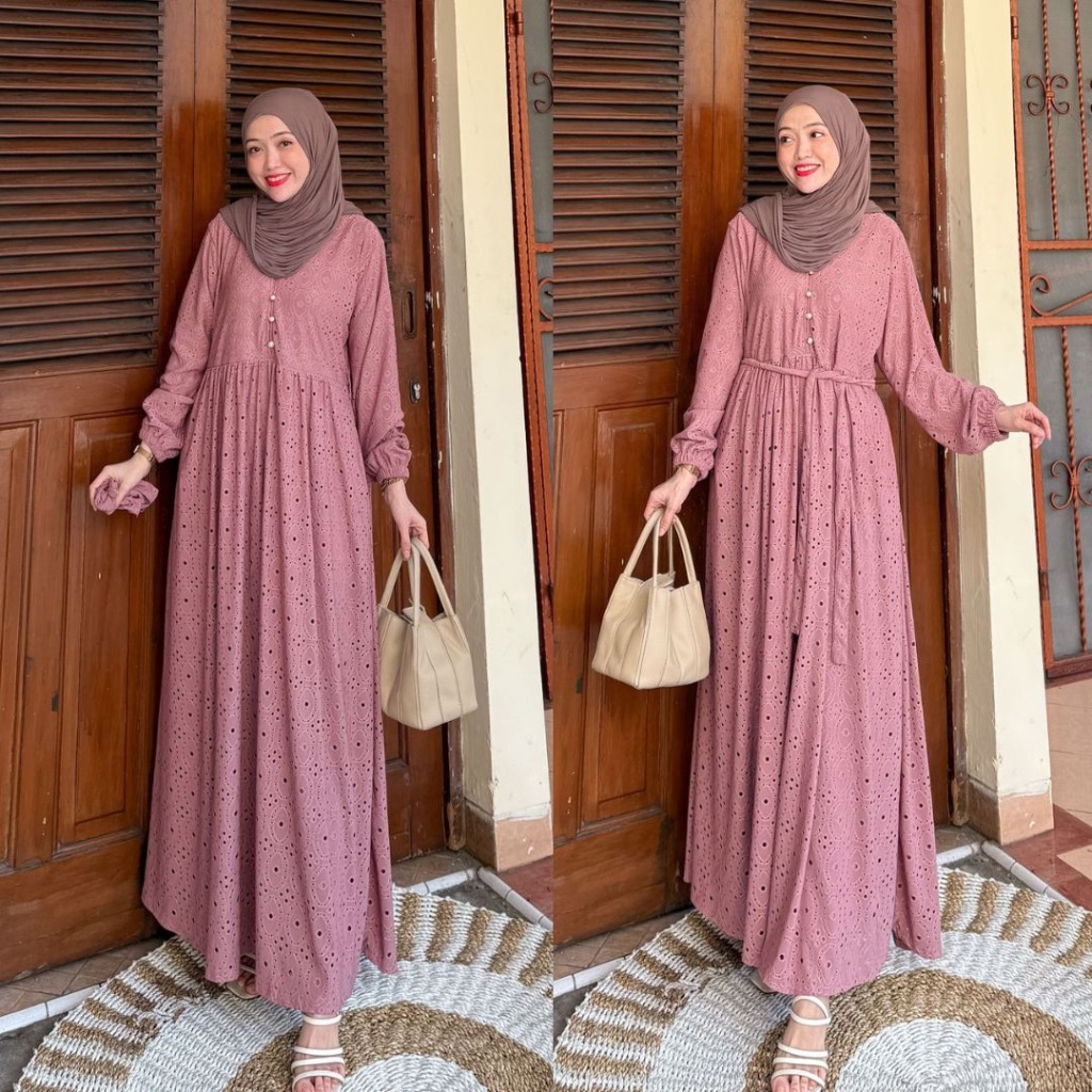 OFFICIAL JOLEY CLOTH - MAHALINI DRESS KNIT BORDIR GAMIS SIMPLE MEWAH KONDANGAN PREMIUM TERBARU