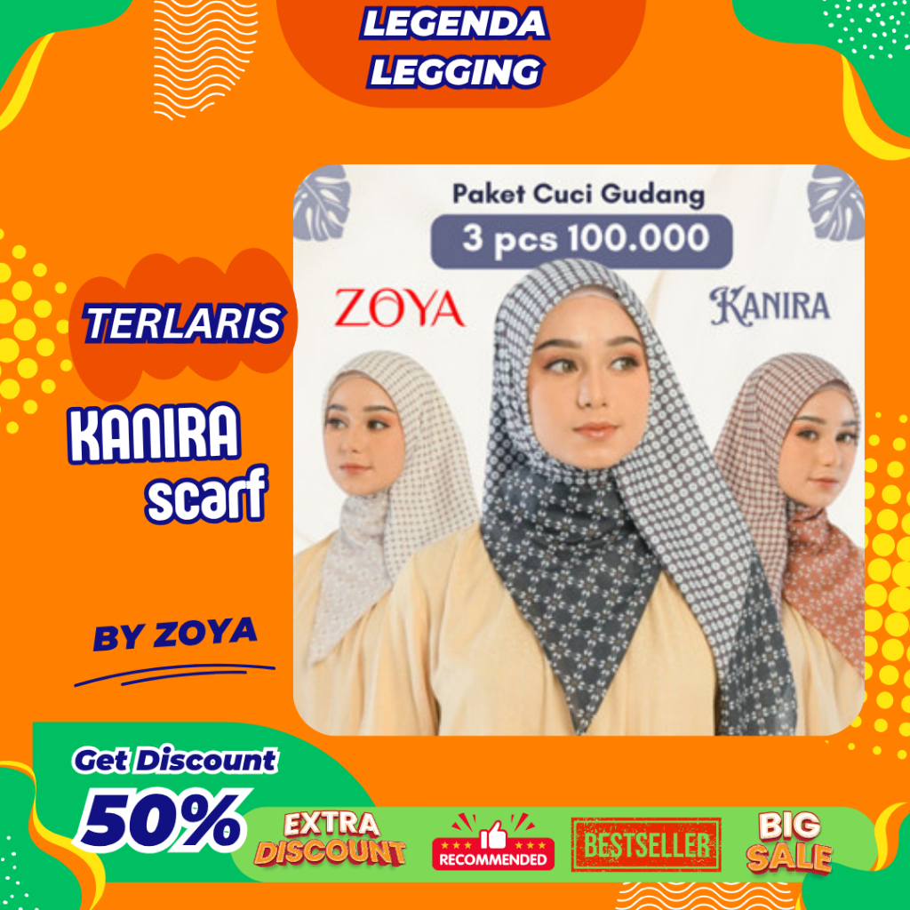 CUCI GUDANG KANIRA SCRAFT/SCARVES BY ZOYA 100% ORI - Kerudung Hijab Segi Empat Scarves Motif Voal Pr