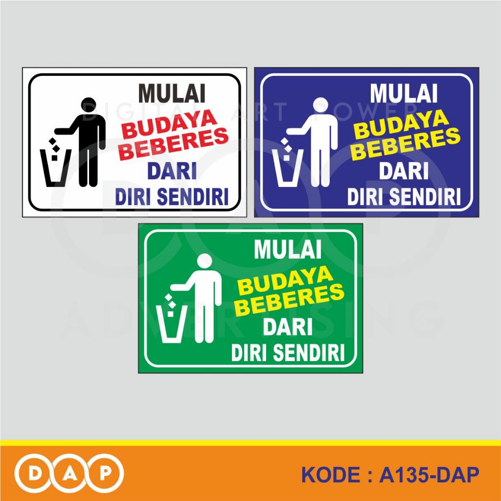 

A135 - Acrylic Sign, Stiker Akrilik Mulai Budaya Beberes Dari Diri Sendiri, Tahan Air, Bisa Custom