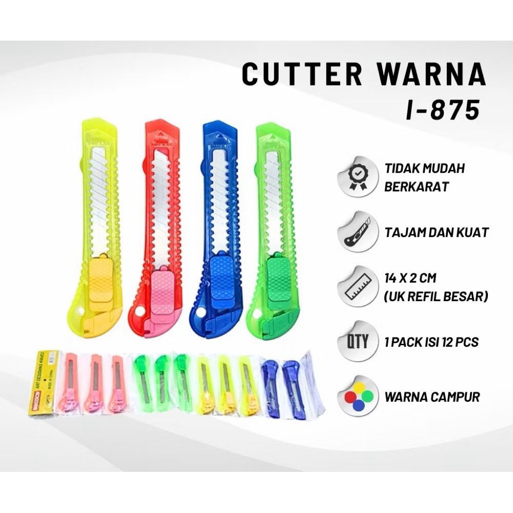 

Cutter Transparan Besar - Pisau Cutter Besar - Cutter Bening Transparan Harga 12 Pcs