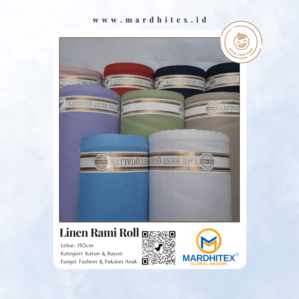 Katun Linen Rami 100% Serat Alam, High Quality, Roll