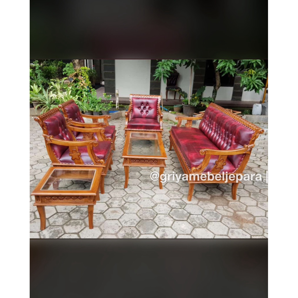 kursi tamu ukir jok kayu jati jepara