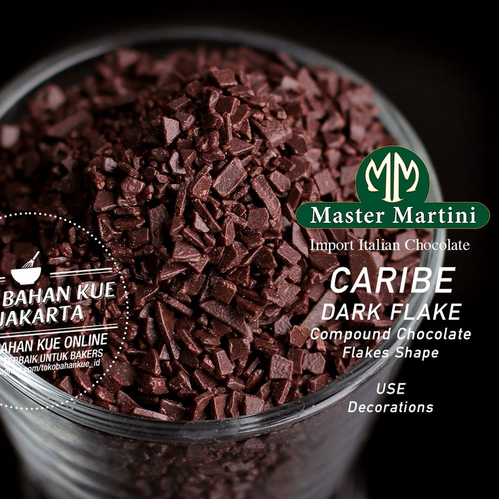 

Master Martini Caribe Dark Flake 1kg Repack Chocolate Flakes Dark Compound Coklat Topping Cokelat Serpihan