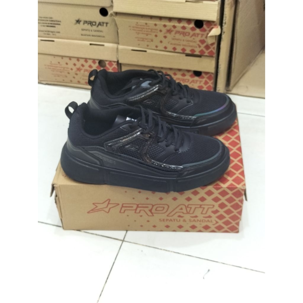 Sepatu Sekolah Pro Att LEN 845 Tali / Sepatu Sekolah Hitam Polos / Sepatu Sekolah Hitam Putih / Sepa