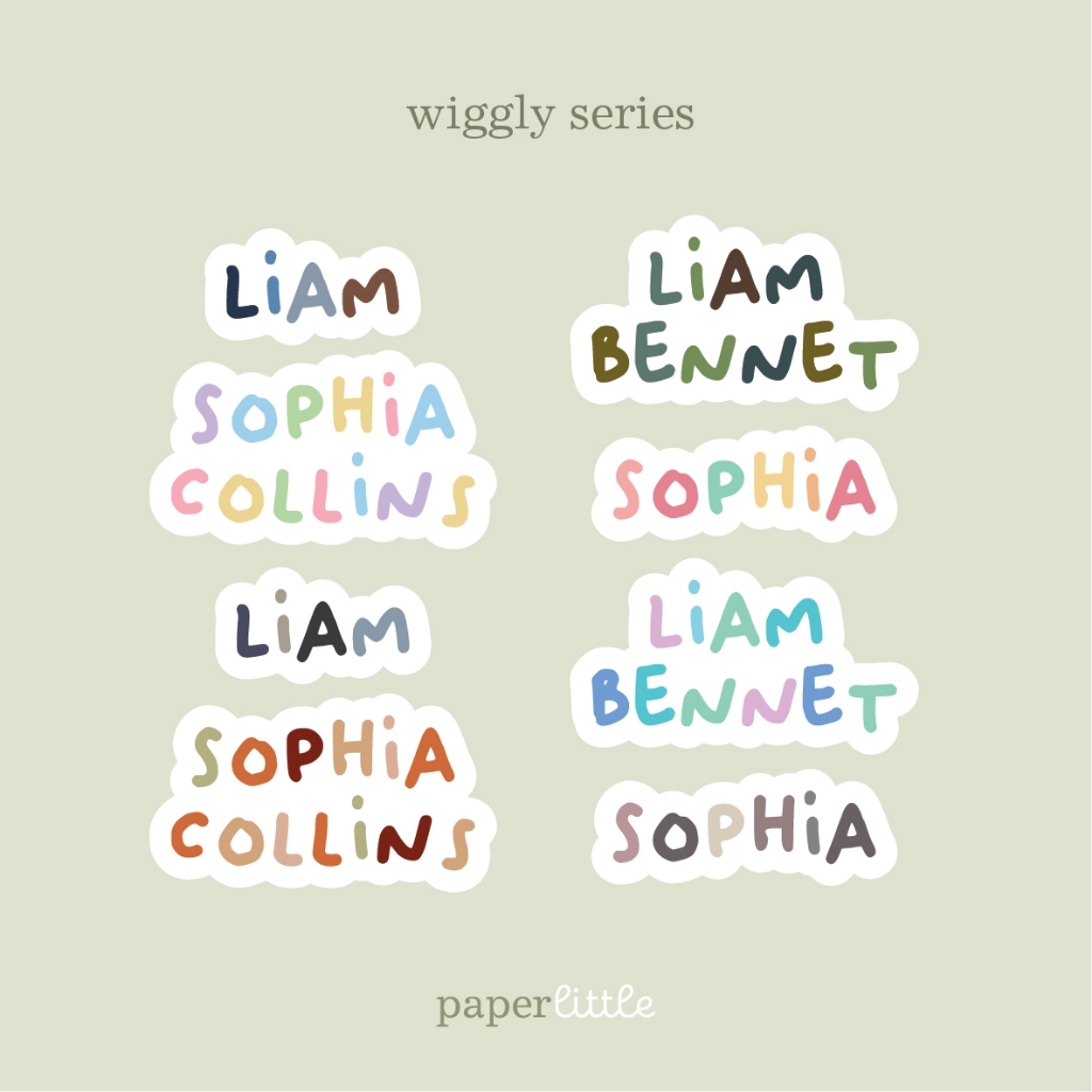 

Paperlittle / Wiggly / Stiker nama waterproof label nama custom sticker anak