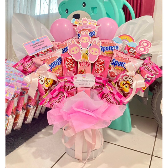 Ready bloom box snack bunga balon- snack tower - hampers
