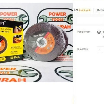 

batu gurinda potong tricraft 4" x 1 ( 105x1.0x16mm) cutting wheel 4
