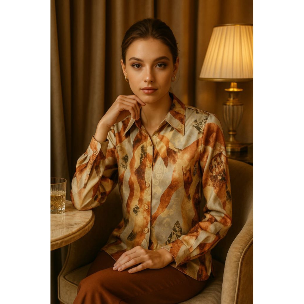 KEMEJA MOTIF WANITA | KEMEJA ZARA | KEMEJA MOTIF ABSTRAK