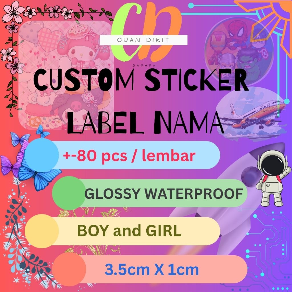 

Stiker Label Nama 80pcs | Sticker Custom Label Nama KECIL SMALL | Stiker Anti Air Waterproof | Stiker Nama Buku | Sticker Nama
