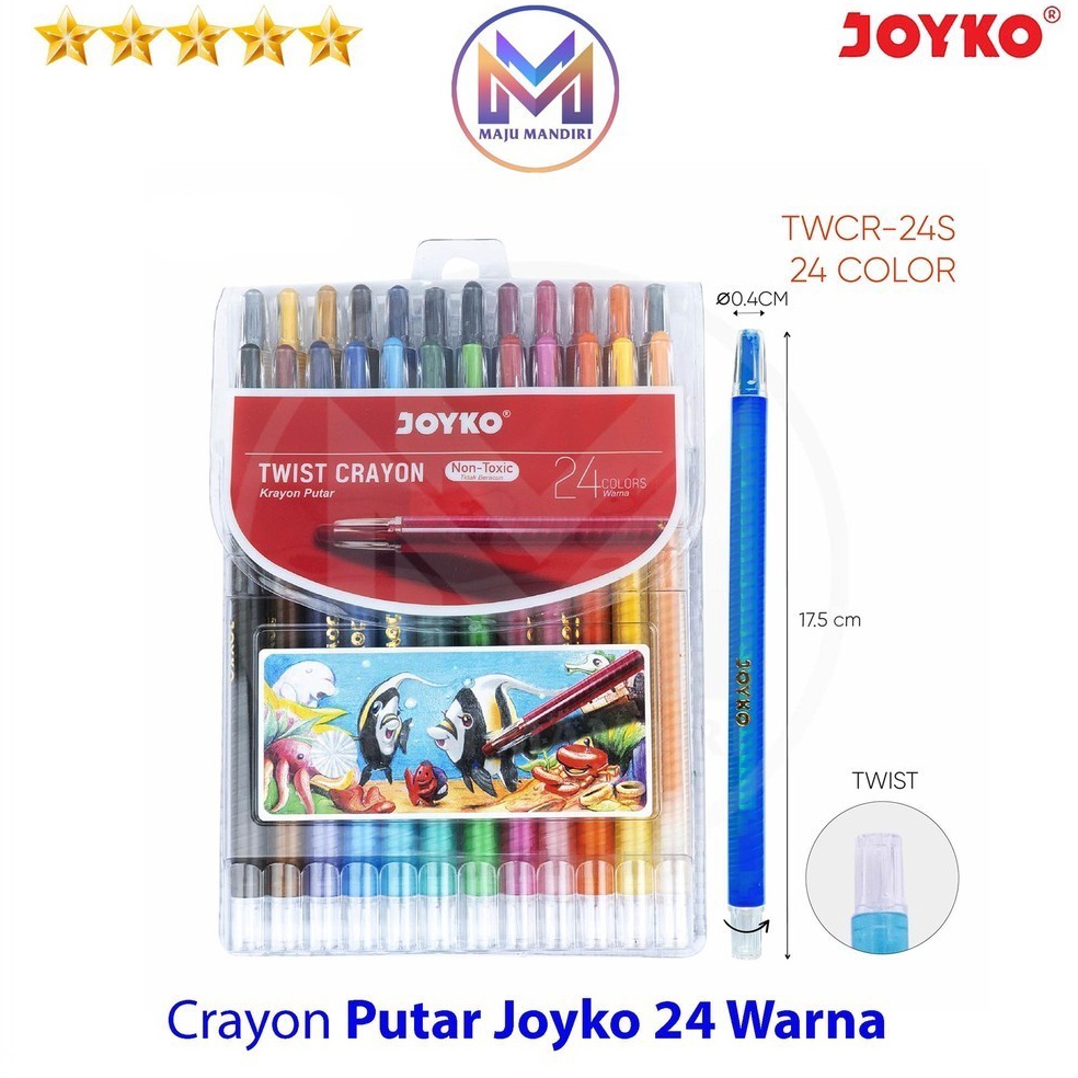 

KODE A79V Crayon Putar Joyko 24 Warna TWCR24s Krayon Ulir 24 Panjang