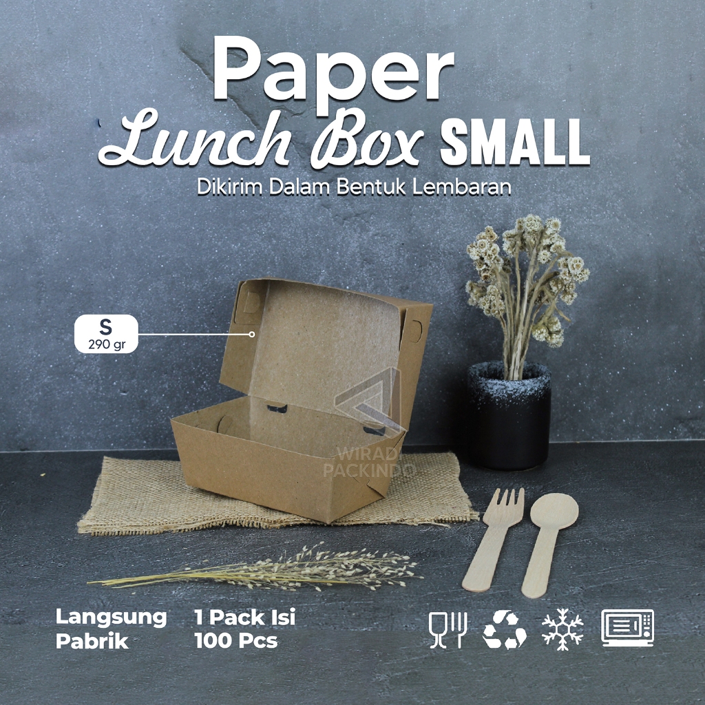 Kotak Makan Kertas / Paper Lunch Putih / Kemasan Makanan Kraft Size S