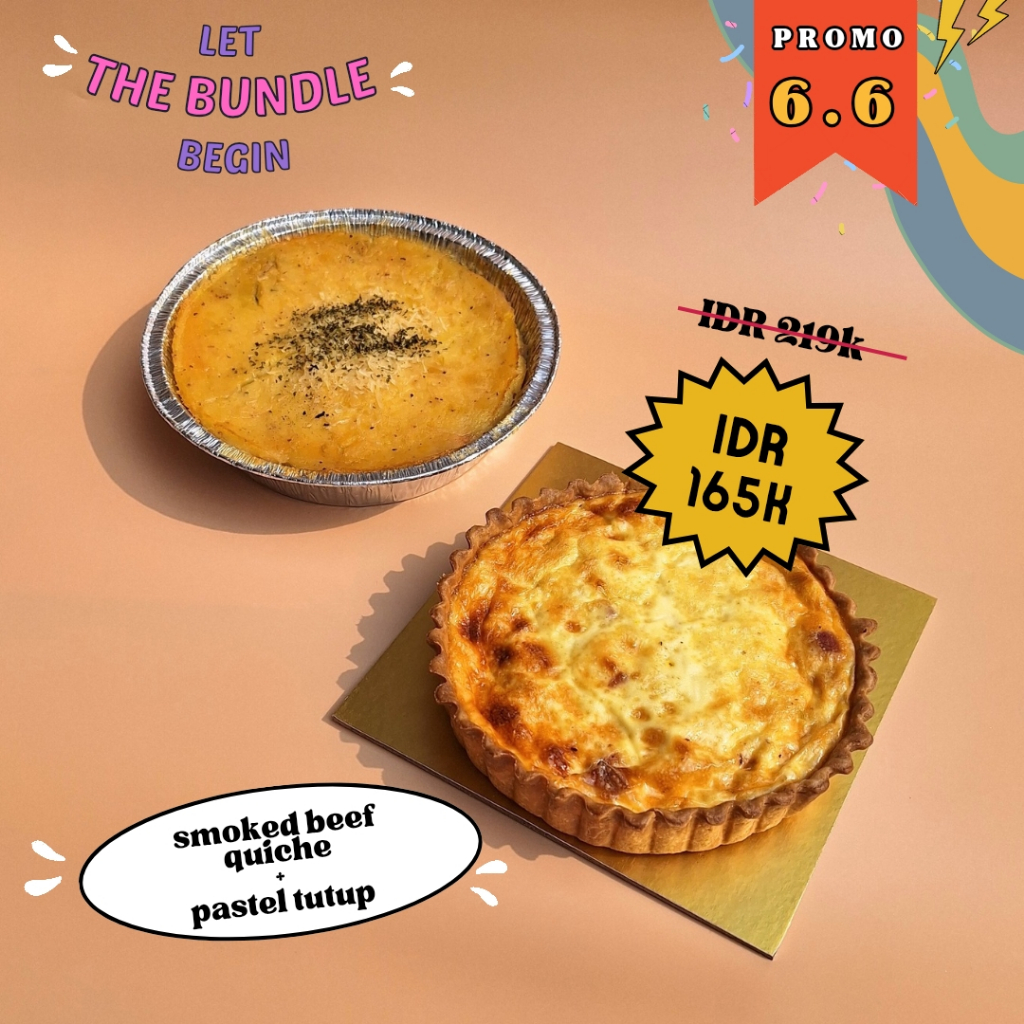 

Kue Oy Bundle Promo - Smoked Beef Quiche & Pastel Tutup - Birthday Cake Hampers Parcel Ulangtahun
