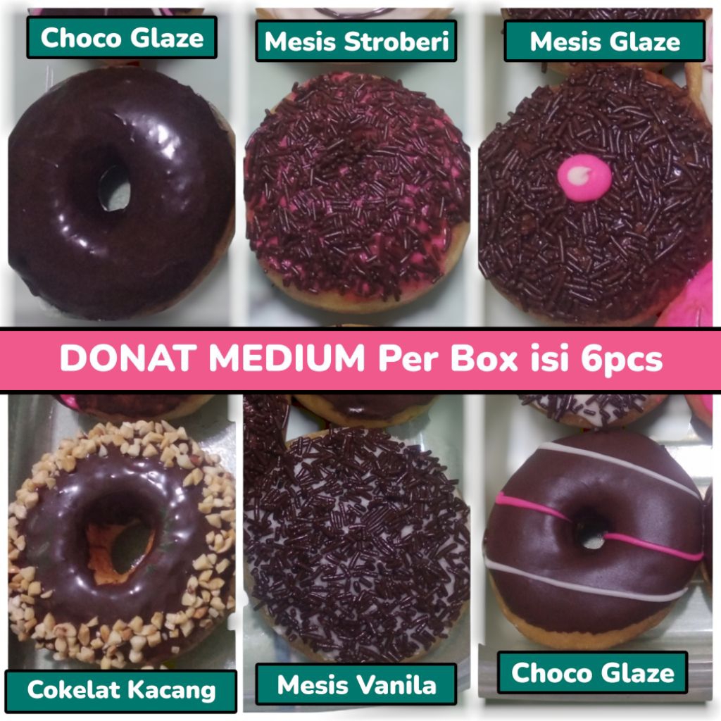 

FRESH DONUTS - Donat medium isi 6 per box varian Cokelat