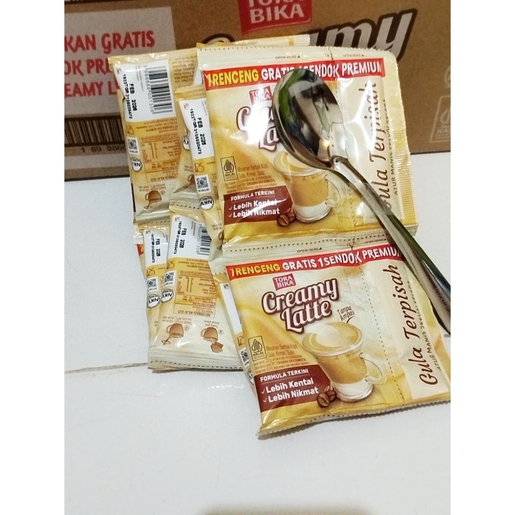 

Torabika creamy latte 1 renceng isi 10 pcs gratis sendok premium