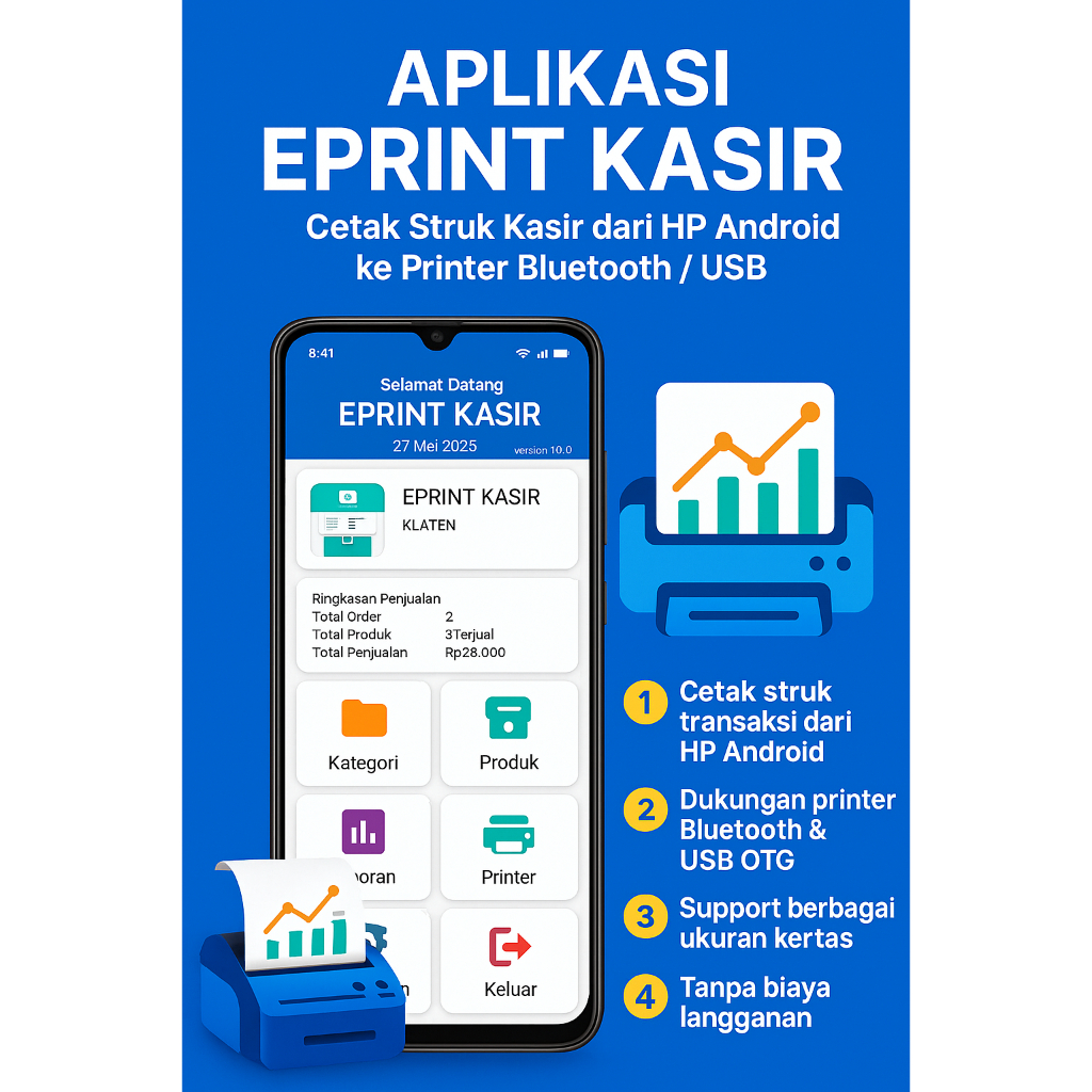 Aplikasi ePrint Kasir - Cetak Struk Kasir dari HP Android ke Printer Bluetooth