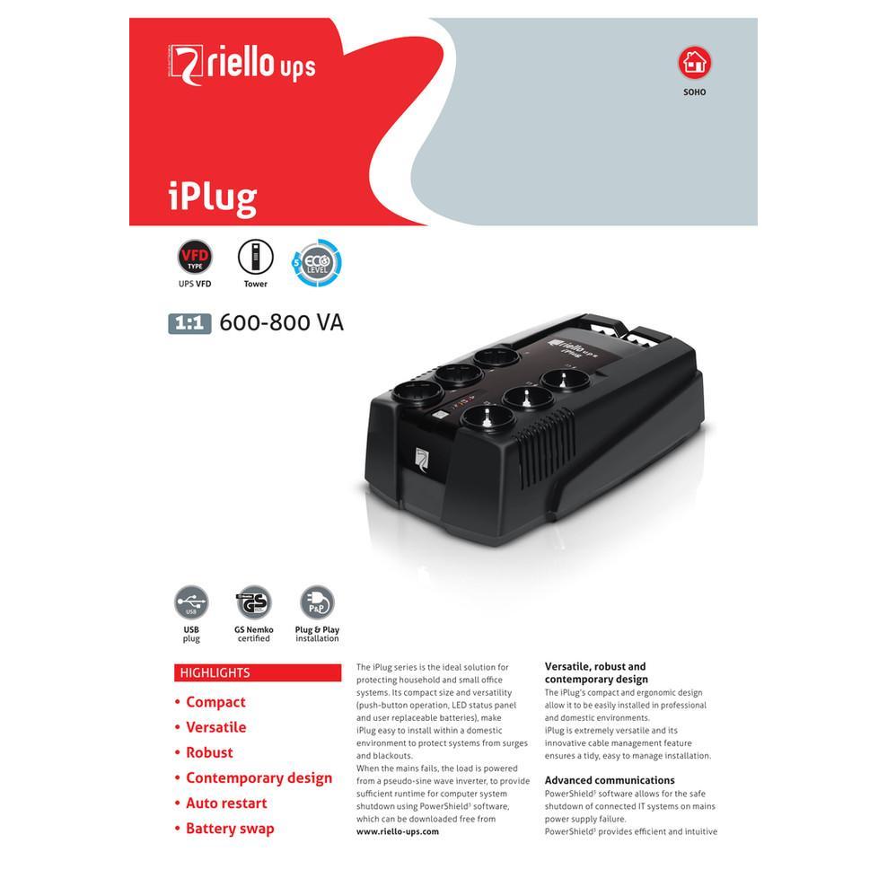 UPS Riello Aros Iplug 600VA 360 Watt IPG600 Made In Italy