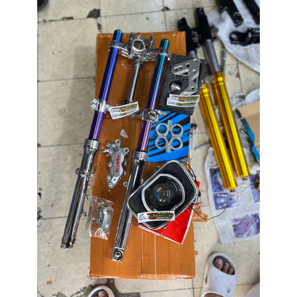 Shock skok sok depan ninja as blue custom rx king paket shock depan rx king