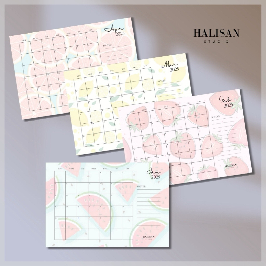 

Calender Planner 2025 Fruit Animation - Aesthetic Planner 2025 - Meal Plan - Desk Calendar - Kalender Duduk