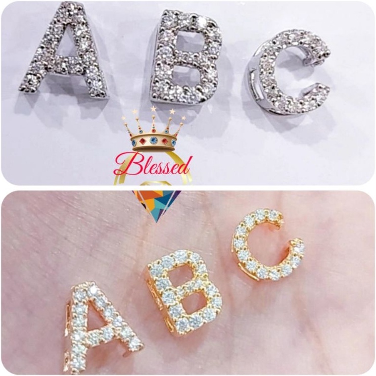 KODE W28N LIONTIN PERAK ASLI 925 LAPIS EMAS MODEL HURUF ABJAD