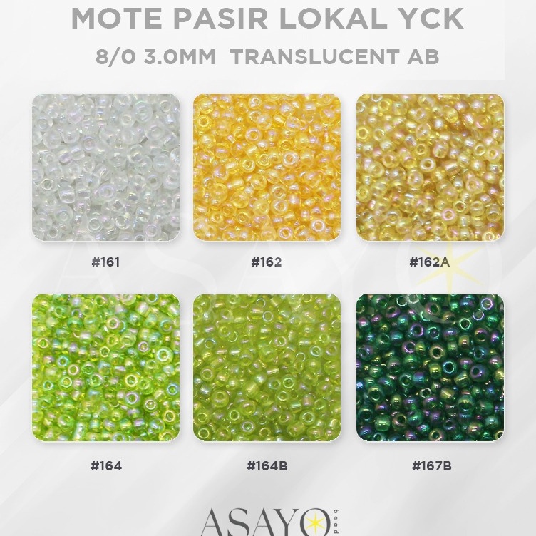 Baru Mote YCK 8 Bening AB Round Glass Beads Manik Pasir Translucent 45gram