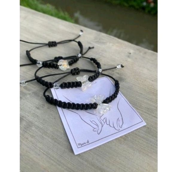 Gelang anyam manik kupu manik kerang manik pita couple gelang anak