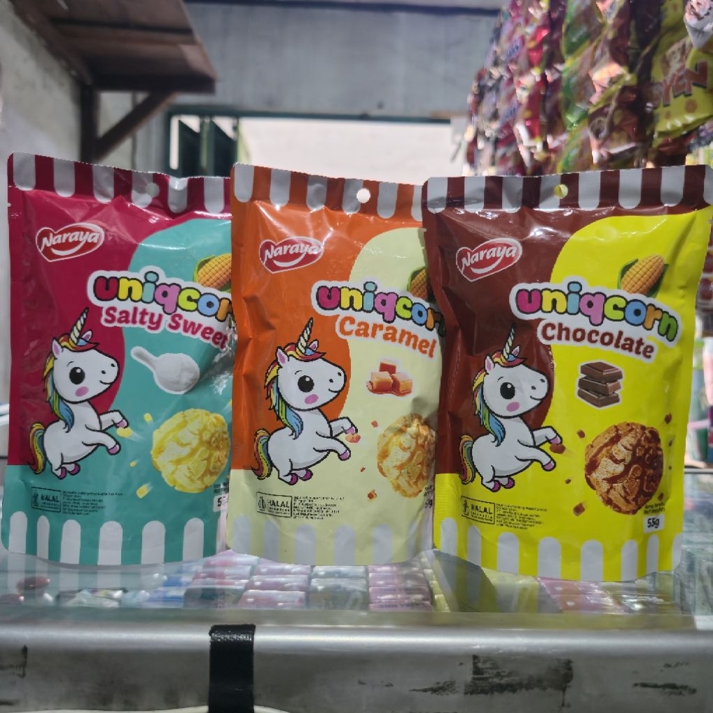 

NARAYA UNICORN POPCORN COKLAT KARAMEL SALTY SWEET 55GR