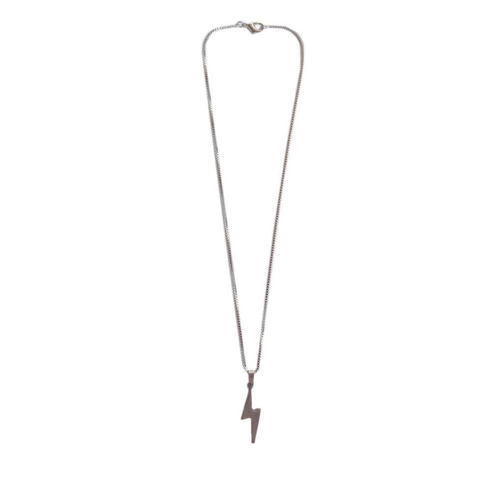 Kalung pria wanita silver liontin petir