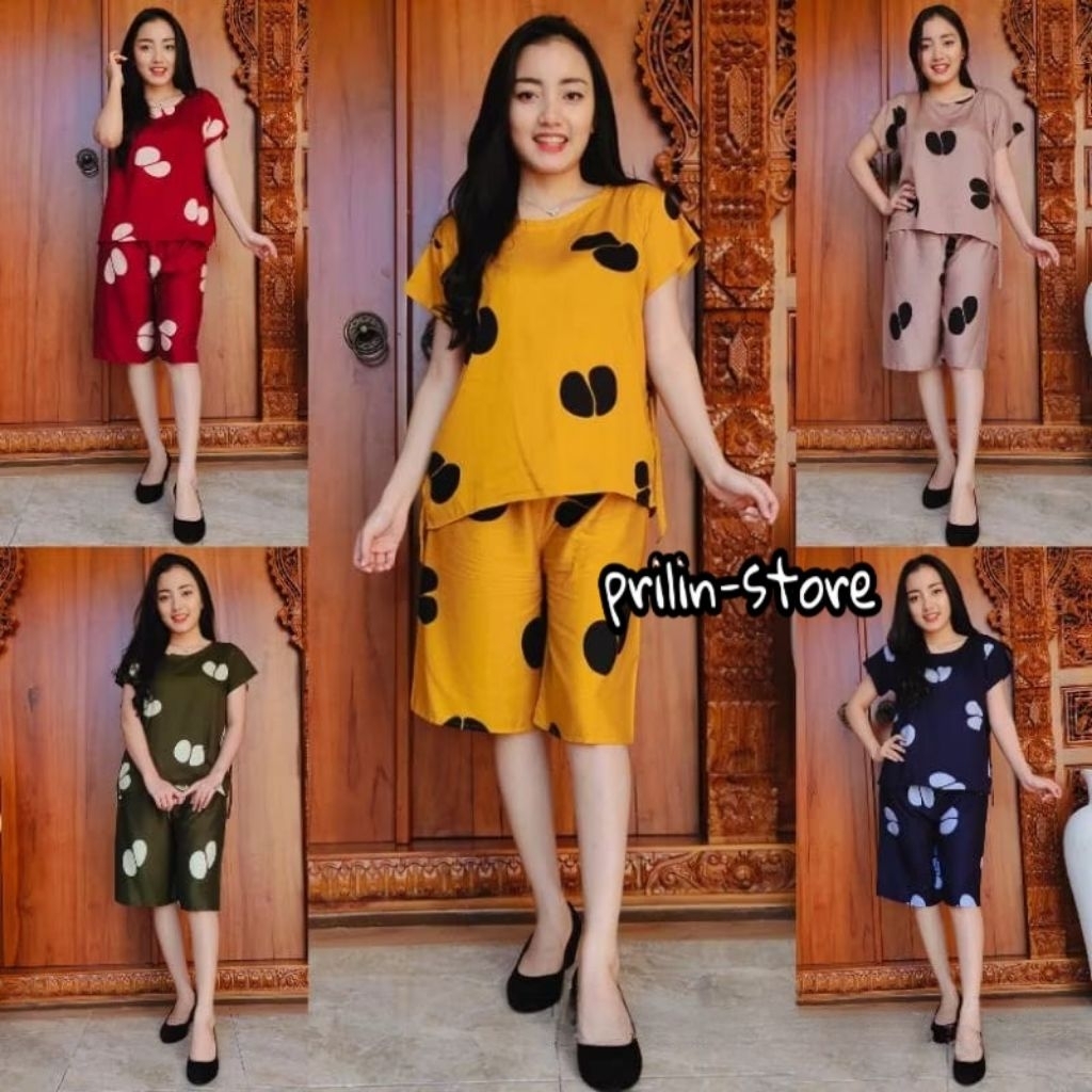ONE SET RAYON/SETELAN BAJU TIDUR CELANA PENDEK BALI RAYON PREMIUM