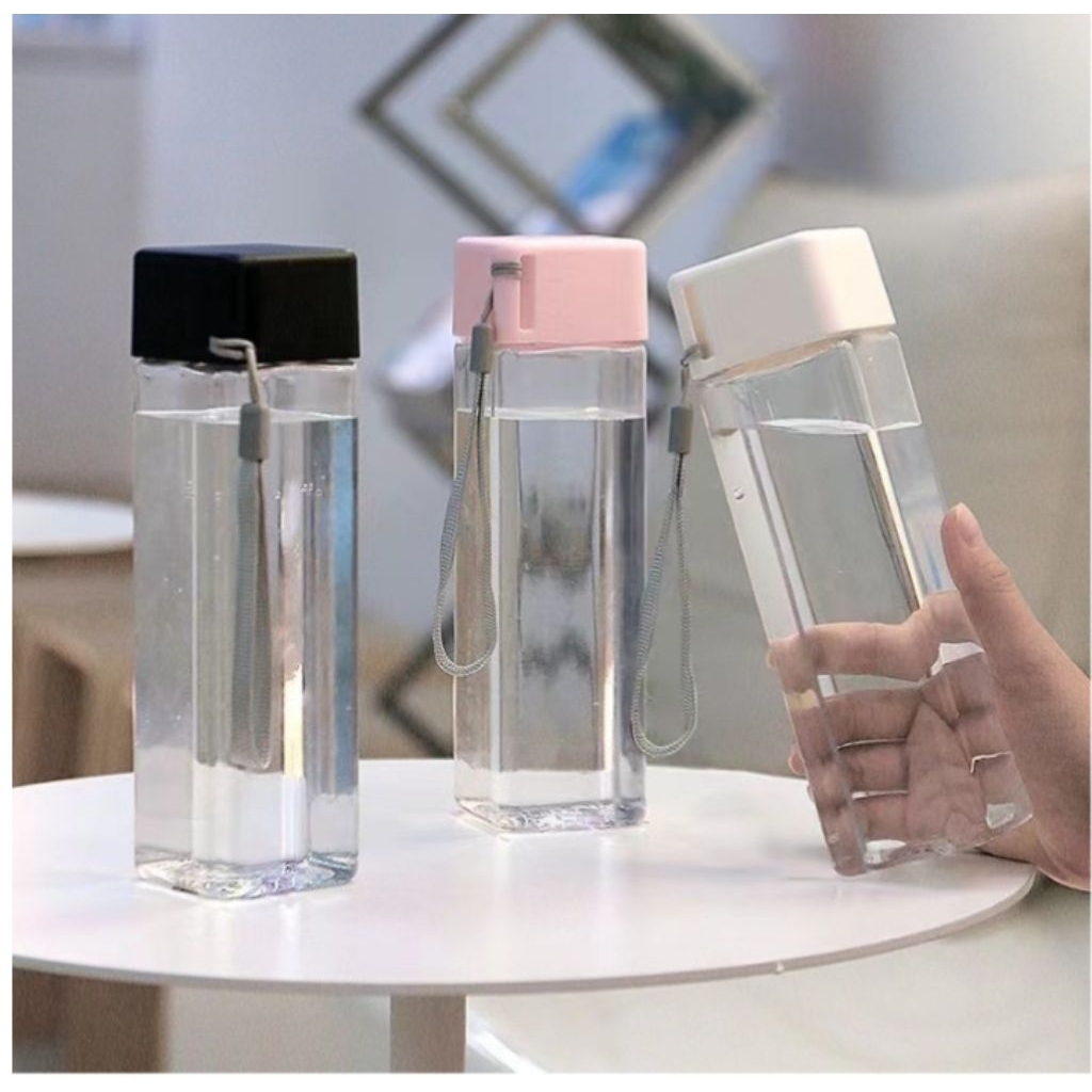 B (B189) MY BOTTLE KOTAK POLOS TRANSPARAN / BOTOL MINUM KOTAK