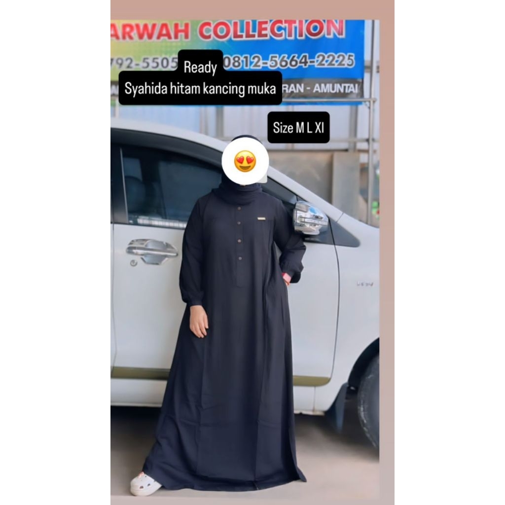 Gamis Syahida Polos Kancing Depan