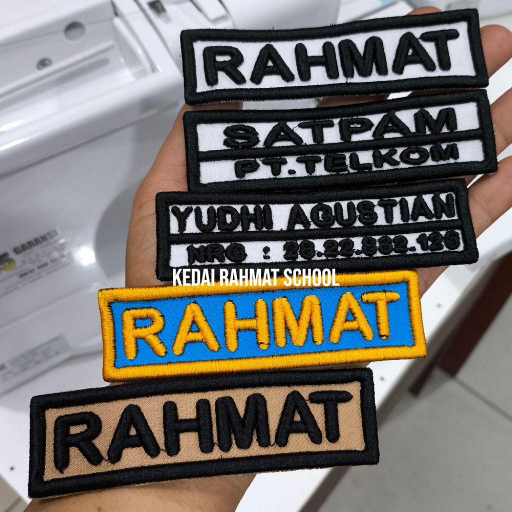 Bordir Nama Pangkat Timbul 3D Besar Pramuka Satpam Security SPBU Satpol PP Damkar Dishub Nama Kamu C