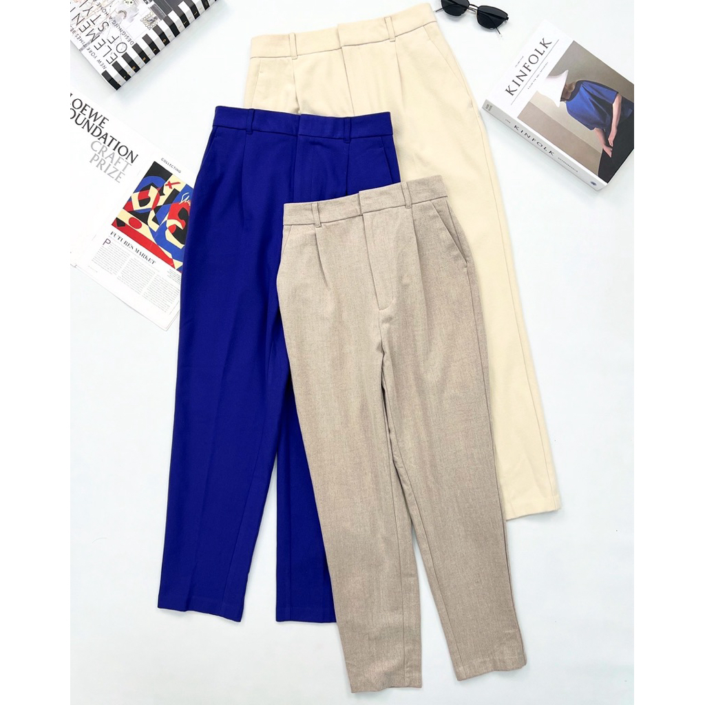 HBB5892 GU BRUSHED TUCK TAPERED PANTS