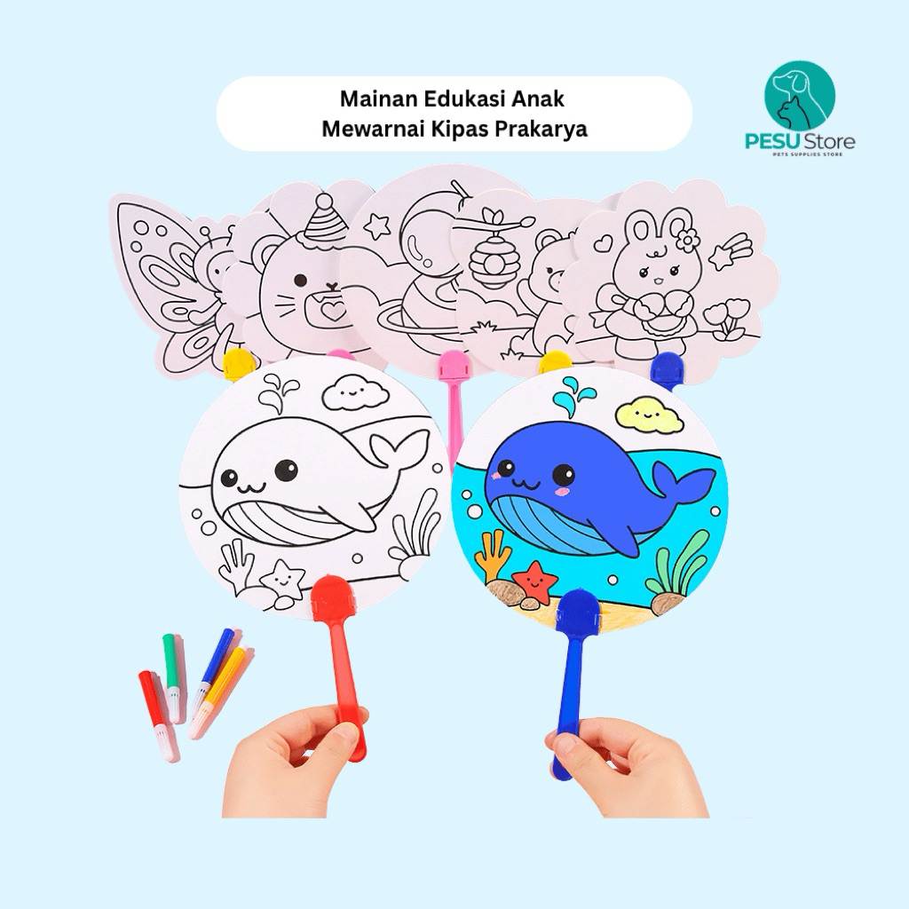 Mainan Edukasi Anak – Kipas Kertas Mewarnai DIY Prakarya TK/PAUD