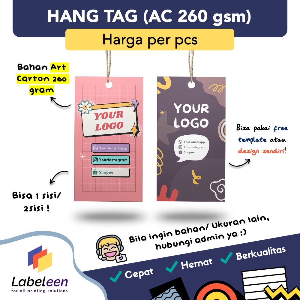 

Cetak Hang Tag Custom | Cetak Hangtag Baju | Label Merk | Tag Custom Hampers, Ultah [UKURAN 1]