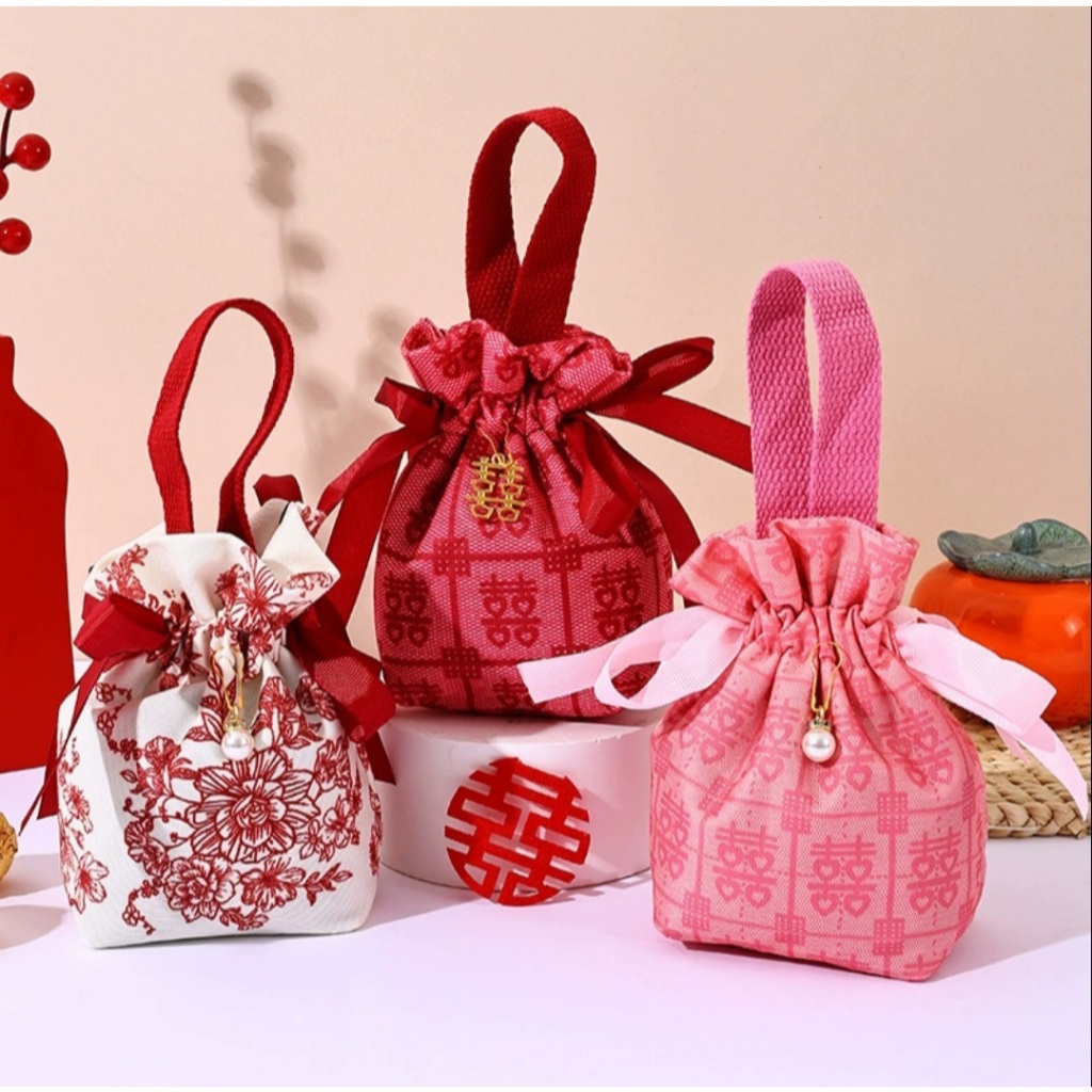 

Pouch Serut / Kantong Serut Shuangxi / Goodie Bag tema Wedding