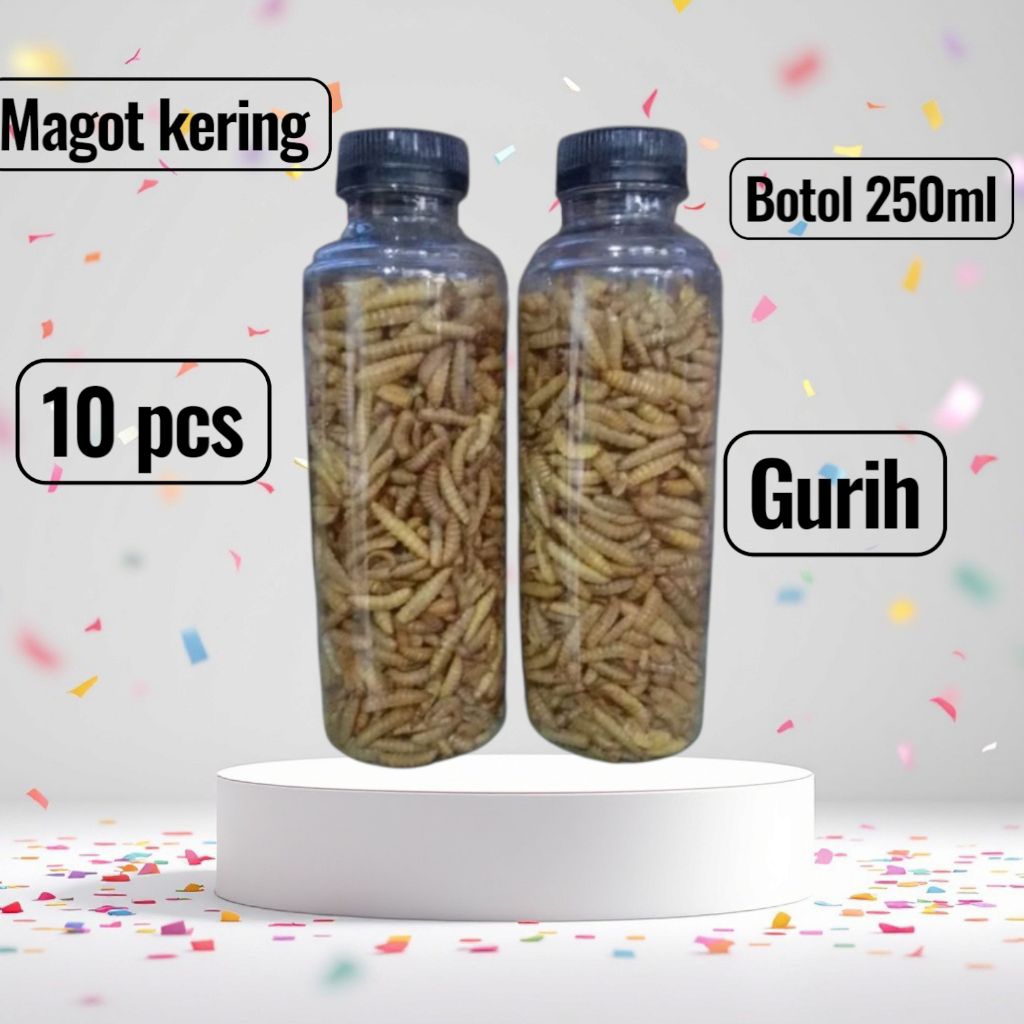 magot kering 10 pcs/Magot kering kemasan botol 250ml/magot kering/Magot/Maggot ya