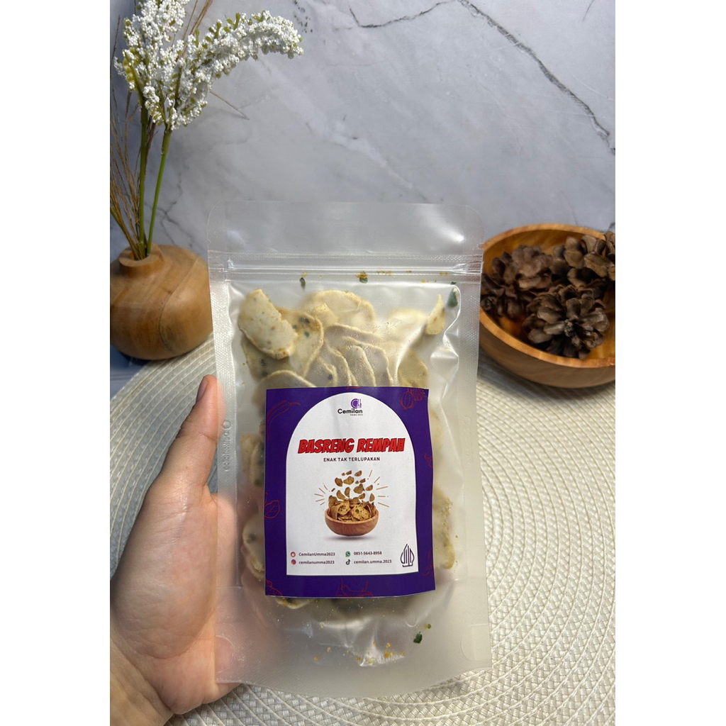 

Basreng Rempah non msg kemasan Pouch isi 100gr