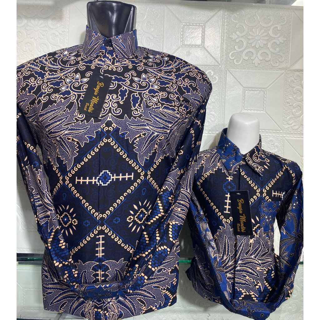 Batik Couple Bapak Dan Anak Katun Solo Premium Batik Pasangan Anak Bapak Warna Navy Kombinasi Ready 