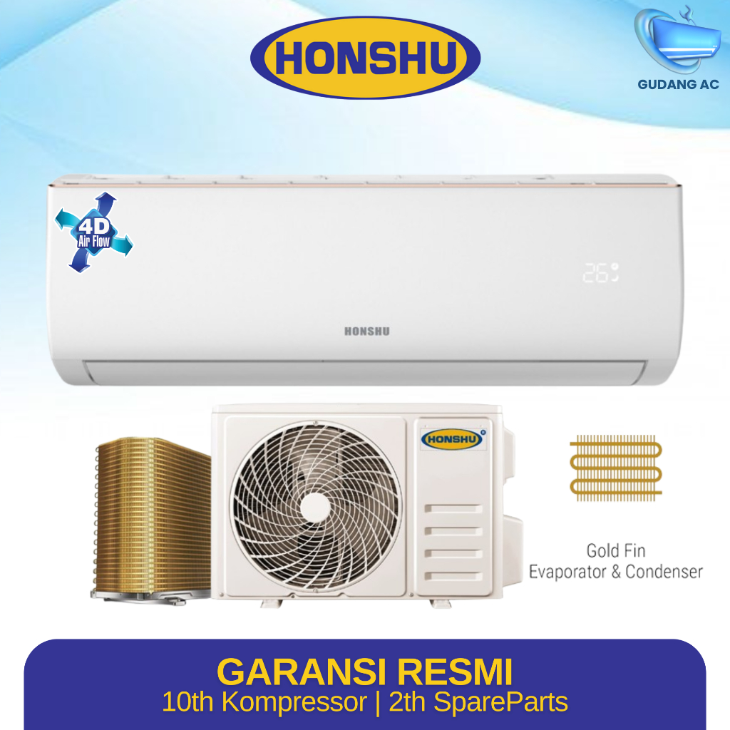 AC Honshu 1.5 PK Split HSWS12DS Deluxe Series 4 Way Swing