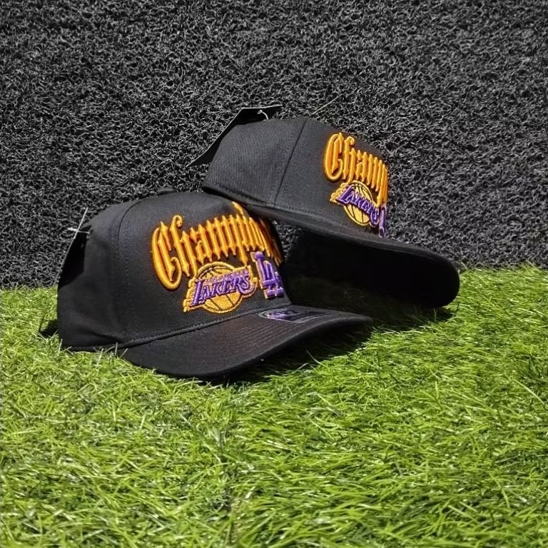 Topi Baseball Lakers Champions Bahan Hitam Topi Premium NBA High Quality