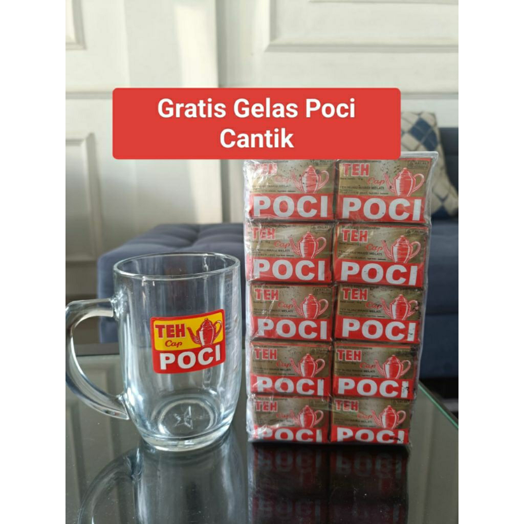 

1 Slop Teh Poci Gold Asli Slawi 10gr isi 50pcs Gratis Gelas Poci Cantik