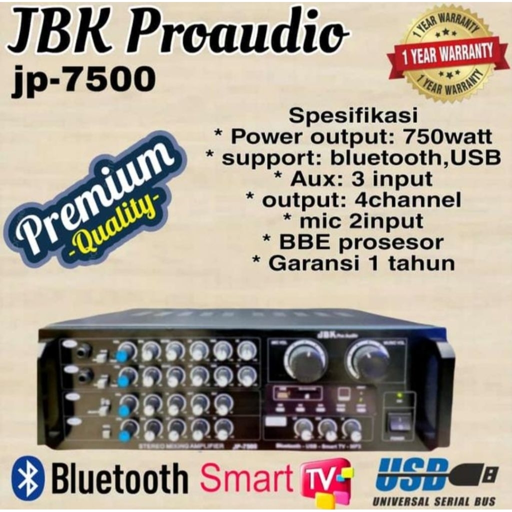 Ampli JBK Proaudio JP 7500 Bluetooth Usb