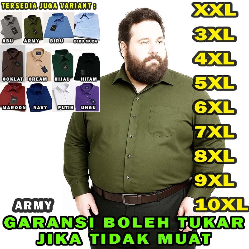 kemeja hem baju atasan  pria jumbo big size oversize cowok laki laki besar army xl xxl xxxl xxxxl 2x